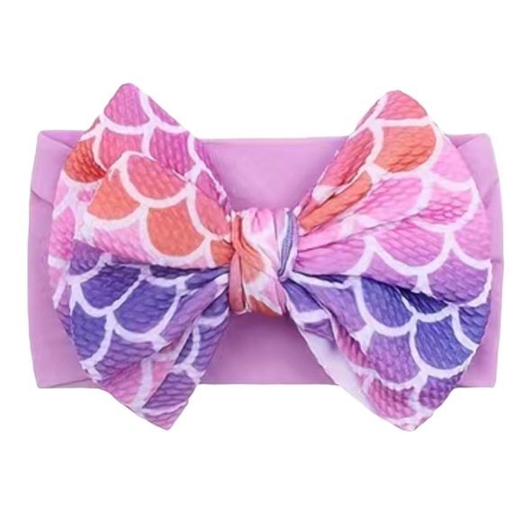 Nylon Purple and Pink Child Headband with Bow - Picture 4 of 4